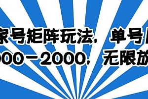 （4519期）百家号矩阵玩法，单号月产1000-2000，无限放大【揭秘】