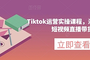 （6291期）Tiktok运营实操课程，海外版抖音短视频直播带货