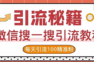 (1184期)微信搜一搜引流教程,每天引流100精准粉(已失效)