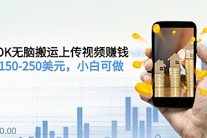 (1450期)TIKTOK无脑搬运上传视频赚钱,日入150-250美元,小白可做(2节视频课)