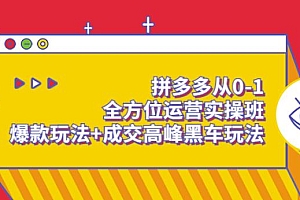 (1704期)永恒·拼多多从0-1全方位运营实操班:爆款玩法+成交高峰黑车玩法