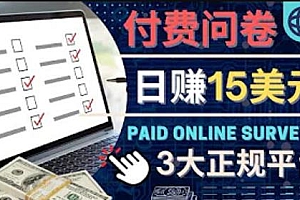 (2458期)参与付费调查,利用自己的空闲时间完成问卷,适合新手的平台,日赚15美元