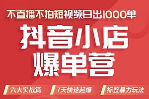 (2602期)推易电商·2022年抖音小店爆单营【更新11月】,不直播,不拍短视频,日出1000单