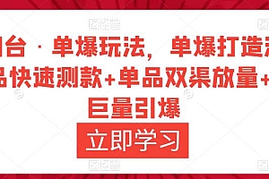 (2981期)万相台·单爆玩法,单爆打造流程+单品快速测款+单品双渠放量+単品巨量引爆