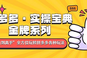 (3121期)拼多多实操宝典:金牌系列“小白到高手”带你全方位玩转拼多多各种玩法