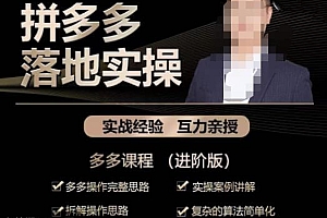 (3129期)拼多多落地实操:多多操作完整思路+实操案例讲解+拆解操作思路+复杂的算法简单化