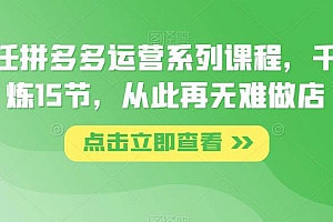 (3569期)纪主任·拼多多运营系列课程,千锤百炼15节,从此再无难做店
