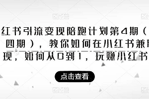 (4270期)小红书引流变现陪跑计划|第4期(第三、四期),教你如何在小红书兼职变现,如何从0到1,玩赚小红书