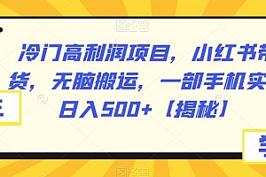 (4893期)冷门高利润项目,小红书带货,无脑搬运,一部手机实现日入500+【揭秘】