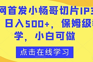 （7349期）全网首发小杨哥切片IP3.0，日入500+，保姆级教学，小白可做