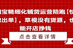 (9543期)淘宝精细化铺货运营陪跑【快速出单】,草根没有货源,也能开店挣钱