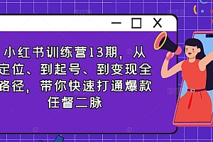 (9555期)小红书训练营13期,从定位、到起号、到变现全路径,带你快速打通爆款任督二脉