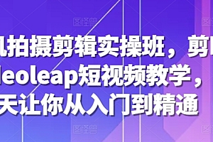 (10410期)手机拍摄剪辑实操班,剪映videoleap短视频教学,7天让你从入门到精通