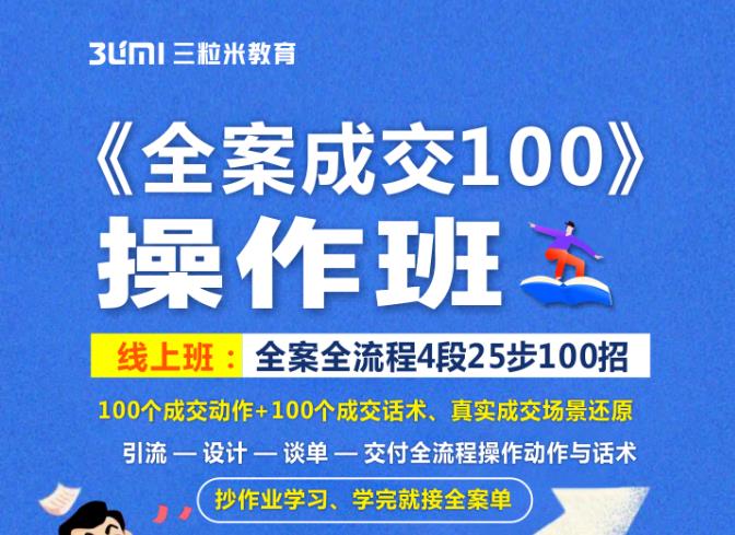 （0936期）三粒米教育·《全案成交100》全案全流程4段25步100招，操作班 综合教程 第1张