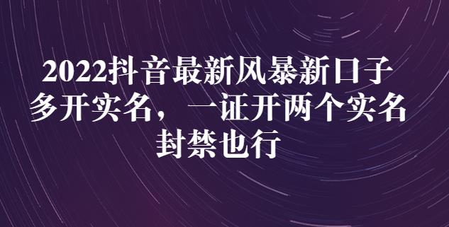 （1049期）2022抖音最新风暴新口子：多开实名，一整开两个实名，封禁也行 综合教程 第1张