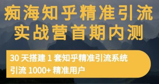 （1388期）痴海·知乎精准引流实战营1-2期，30天搭建1套知乎精准引流系统，引流1000+精准用户 爆粉引流软件 第1张