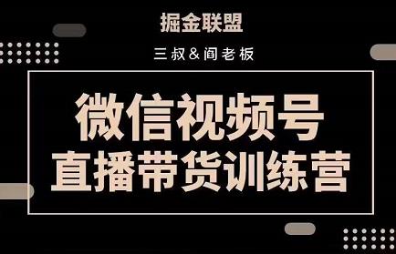 （1513期）掘金联盟·三叔-阎老板：视频号直播带货训练营，7月新课价值3980 短视频运营 第1张