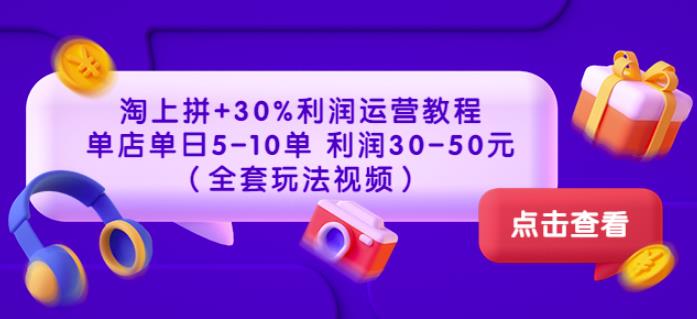 （1618期）淘上拼+30%利润运营教程：单店单日5-10单利润30-50元（全套玩法视频） 电商运营 第1张