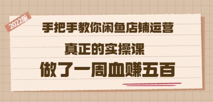 （1627期）2022版《手把手教你闲鱼店铺运营》真正的实操课做了一周血赚五百(16节课) 短视频运营 第1张