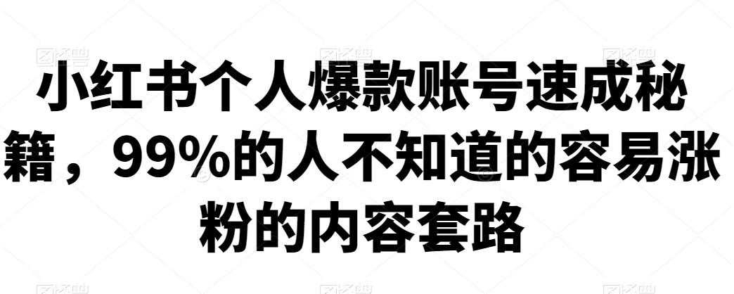 （1813期）小红书个人爆款账号速成秘籍，99%的人不知道的容易涨粉的内容套路 短视频运营 第1张