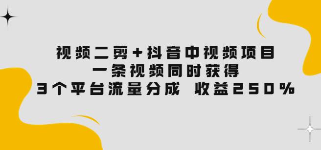 （1853期）视频二剪+抖音中视频项目：一条视频获得3个平台流量分成收益250%价值4980 综合教程 第1张