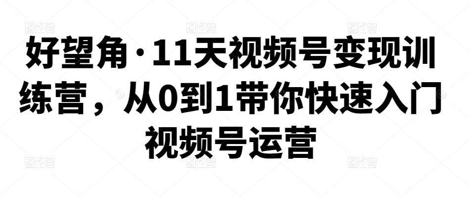 （1877期）好望角·11天视频号变现训练营，从0到1带你快速入门视频号运营 短视频运营 第1张