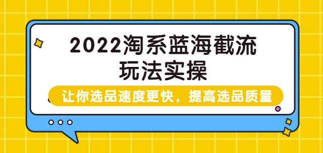 （1879期）2022淘系蓝海截流玩法实操：让你选品速度更快，提高选品质量（价值599） 电商运营 第1张