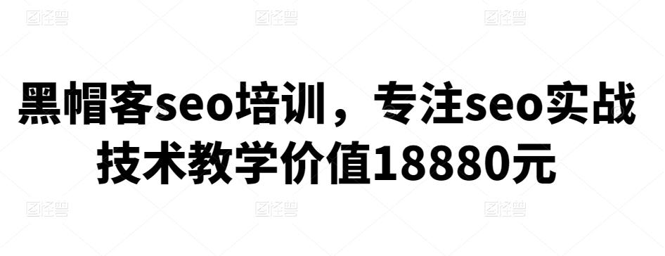（1957期）黑帽客·seo培训，专注seo实战技术教学价值18880元 综合教程 第1张