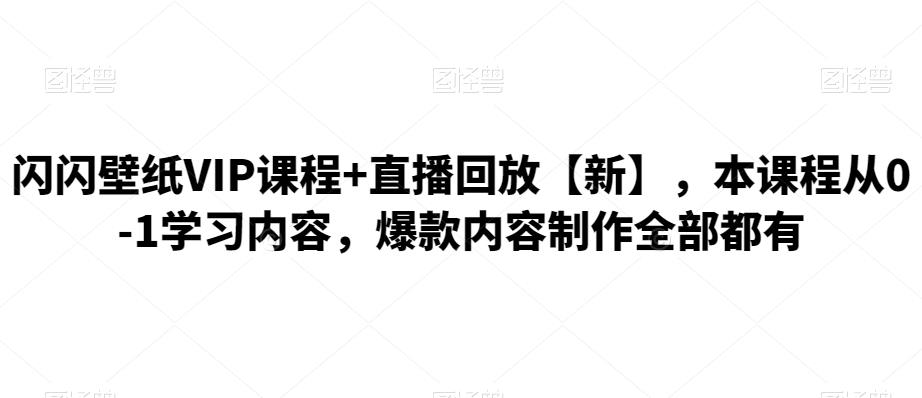 （1999期）闪闪壁纸VIP课程+直播回放【新】，本课程从0-1学习内容，爆款内容制作全部都有 综合教程 第1张