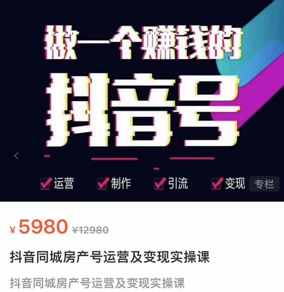 （2055期）徐晨刚·抖音同城房产号，同城房产号运营及变现实操课 短视频运营 第1张