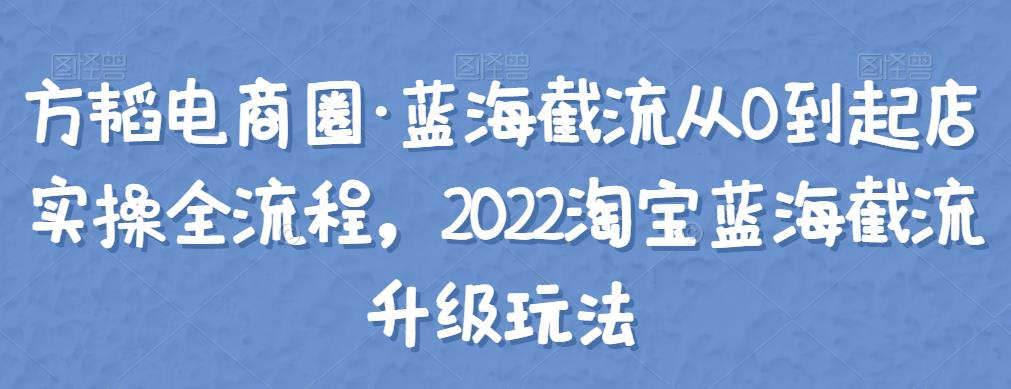 （2074期）方韬电商圈·蓝海截流从0到起店实操全流程，2022淘宝蓝海截流升级玩法 电商运营 第1张