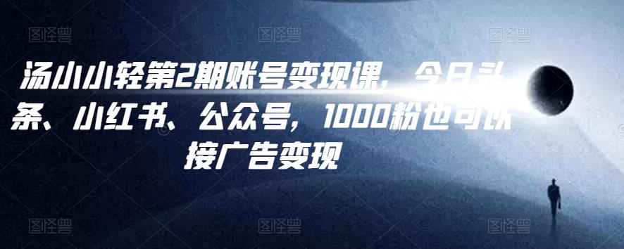 （2167期）汤小小·账号变现课第2期，今日头条、小红书、公众号，1000粉也可以接广告变现 新媒体 第1张