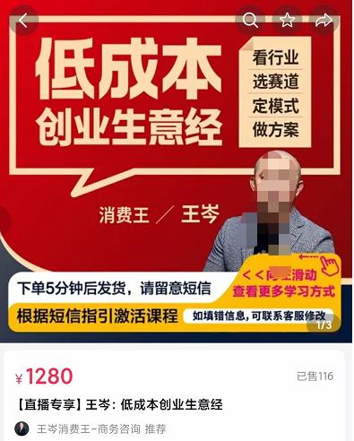 （2475期）王岑·低成本创业生意经，从8个点深度剖析低成本成功案例，让广大创业者不再迷茫 综合教程 第1张