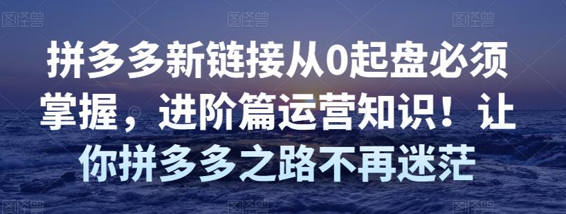 （2625期）拼多多新链接从0起盘必须掌握，进阶篇运营知识！让你拼多多之路不再迷茫 电商运营 第1张