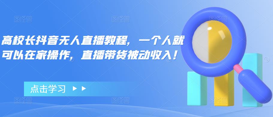 （2754期）高校长·抖音无人直播教程，一个人就可以在家操作，直播带货被动收入！ 短视频运营 第1张