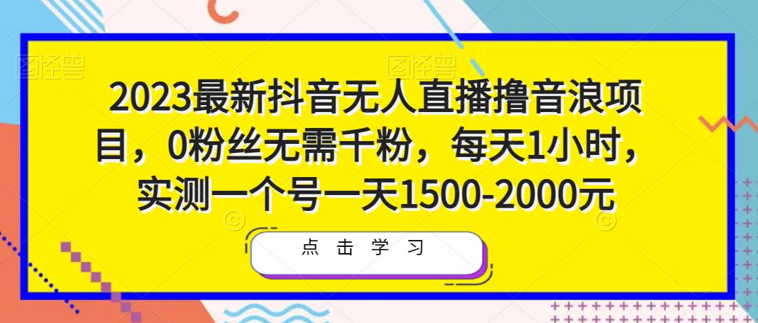 （2952期）2023最新抖音无人直播撸音浪项目，0粉丝无需千粉，每天1小时，实测一个号一天1500-2000元 综合教程 第1张