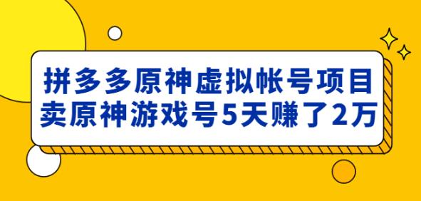 （3055期）外面卖2980的拼多多原神虚拟帐号项目：卖原神游戏号5天赚了2万 电商运营 第1张