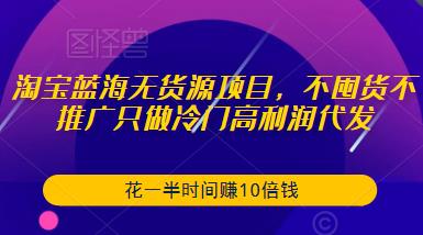 （3226期）淘宝蓝海无货源项目，不囤货不推广只做冷门高利润代发，花一半时间赚10倍钱 电商运营 第1张