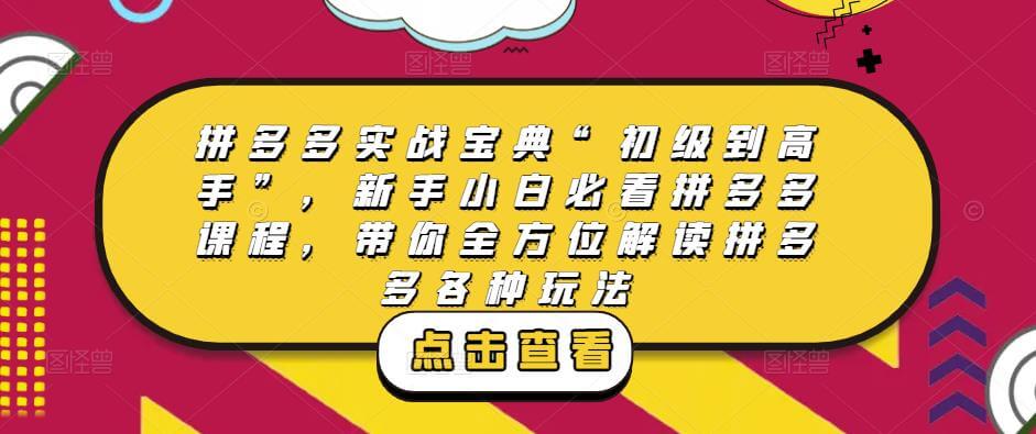 （3335期）拼多多实战宝典“初级到高手”，新手小白必看拼多多课程，带你全方位解读拼多多各种玩法 电商运营 第1张