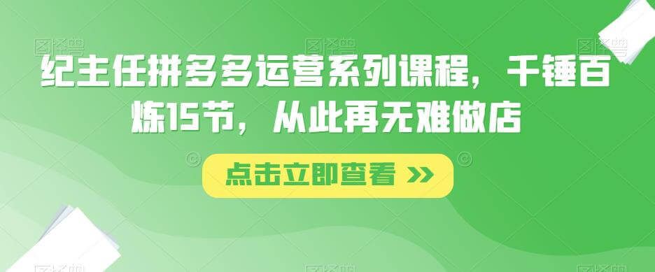 （3569期）纪主任·拼多多运营系列课程，千锤百炼15节，从此再无难做店 电商运营 第1张