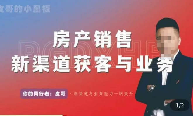 （3602期）皮哥·房产销售新渠道获客与业务，​打造新时代房产经纪达人，助力行业新人成长为业内精英 短视频运营 第1张