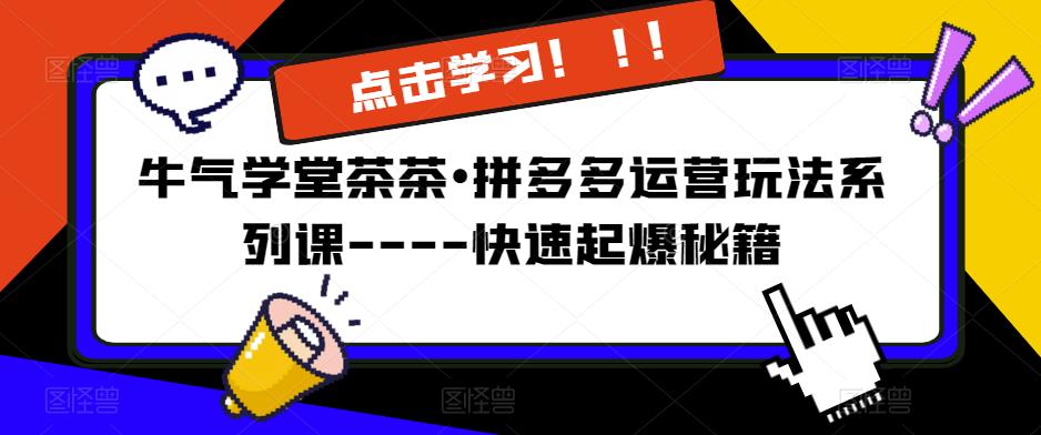 （3708期）牛气学堂茶茶•拼多多运营玩法系列课—-快速起爆秘籍 电商运营 第1张