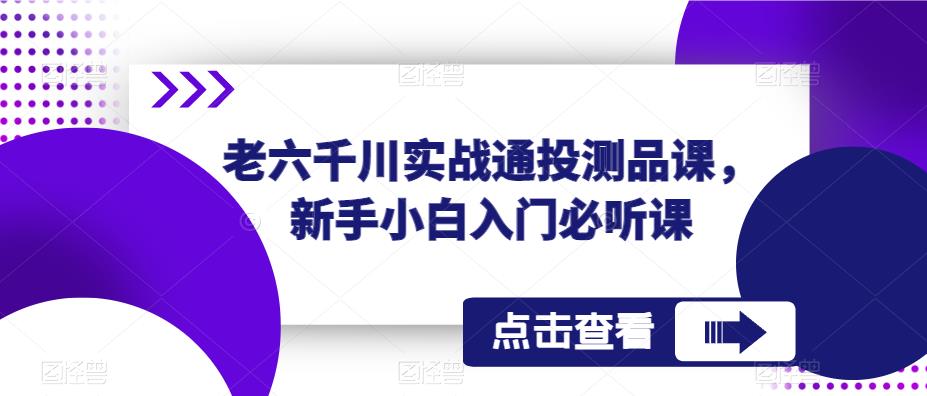 （3768期）老六千川实战通投测品课，新手小白入门必听课 电商运营 第1张