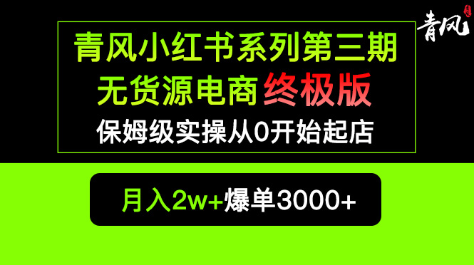 （3862期）小红书无货源电商爆单终极版【视频教程+实战手册】保姆级实操从0起店爆单 电商运营 第1张