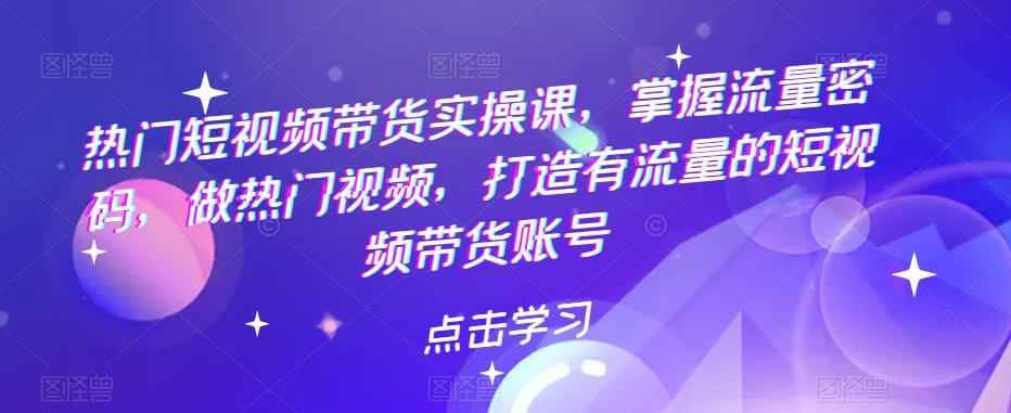 （3912期）热门短视频带货实操课，掌握流量密码，做热门视频，打造有流量的短视频带货账号 短视频运营 第1张