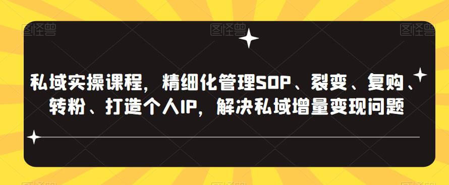 （3936期）私域实操课程，精细化管理SOP、裂变、复购、转粉、打造个人IP，解决私域增量变现问题 私域变现 第1张