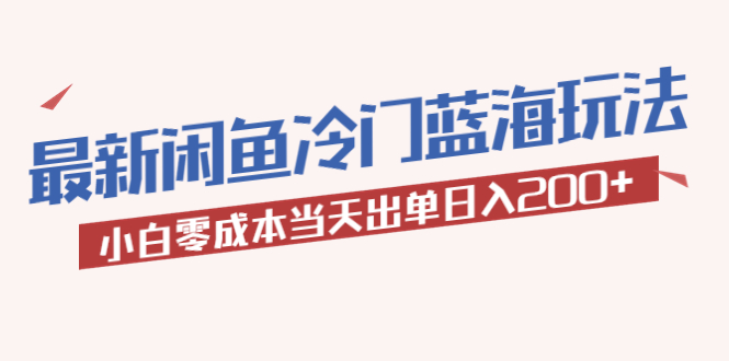 （4030期）2023最新闲鱼冷门蓝海玩法，小白零成本当天出单日入200+ 电商运营 第1张
