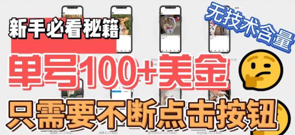 （4145期）最新无脑只需不断点击按钮，单号100美金暴利项目，可批量操作【揭秘】 网赚项目 第1张