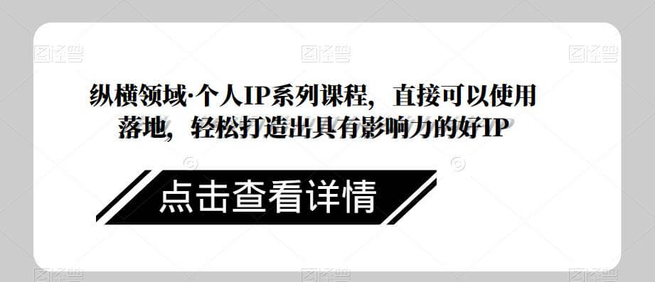 （4245期）纵横领域·个人IP系列课程，直接可以使用落地，轻松打造出具有影响力的好IP 综合教程 第1张