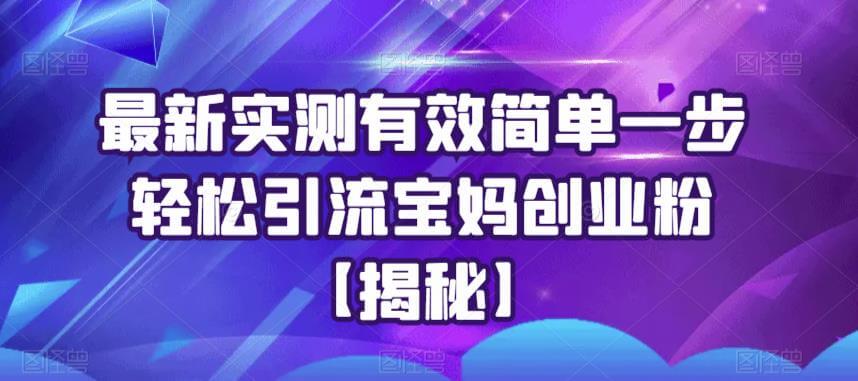 （4303期）最新实测有效简单一步轻松引流宝妈创业粉【揭秘】 爆粉引流软件 第1张